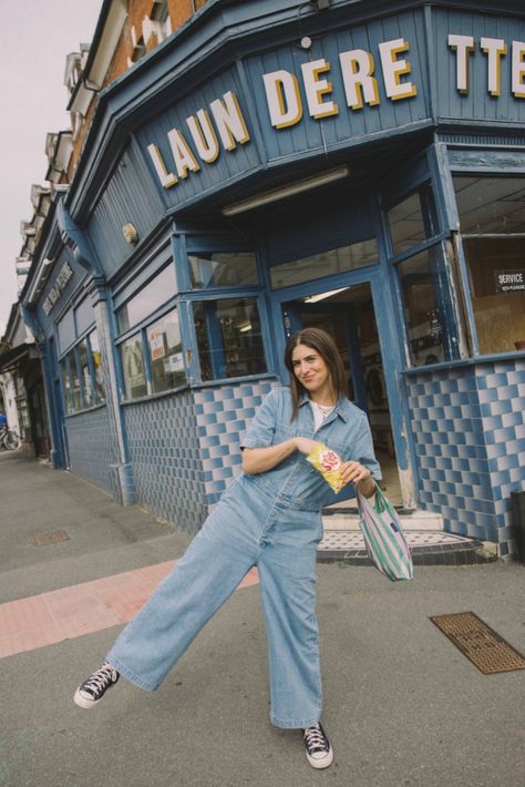 Denim boiler suit. Levi's. Comfy. Casual outfit. Double denim. Converse. Accessorising. Missoula jewellery Denim Boiler Suit Outfit, Boiler Suit Outfit, Denim Boiler Suit, Lily Pebbles, Denim Converse, Suit Outfit, Boiler Suit, Double Denim, Comfy Casual