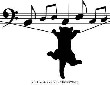 Base Clef, Silhouette Chat, Music Notes Art, Music Cartoon, Sheet Music Art, Cat Svg, Black Cat Art, Musical Art, Cat Black