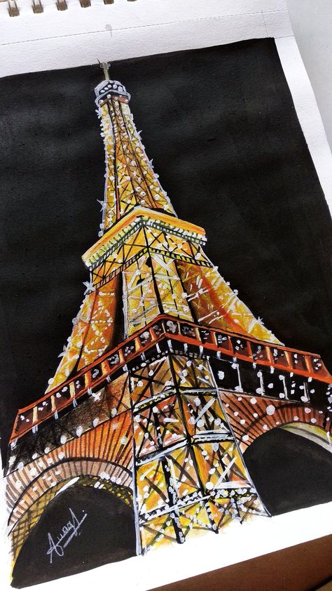 #eiffeltower #paris #painting #art #handdrawn Paris Aesthetic Drawing Easy, Croquis, France Drawing Ideas, Eiffel Tower At Night Painting, Drawing Ideas Paris, Painting Ideas Paris, Paris Painting Acrylic, Paris Painting Easy, New York Sketch