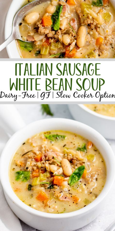 Recipes For Celiacs Diet, No Dairy Crockpot Recipes, No Sugar Dinner Recipes, Bland Food Diet, Alpha Gal Friendly Recipes, Dairy Free Italian, Italian White Bean Soup, Recovery Meals, Italian Bean Soup