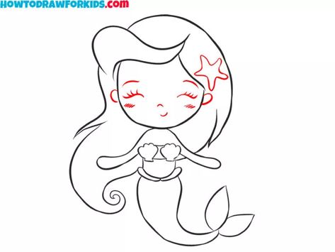 How to Draw a Little Mermaid - Easy Drawing Tutorial For Kids How To Draw A Mermaid, Easy Mermaid Drawing, Mermaid Drawing, Mermaid Sketch, Easy Drawing Tutorial, Mermaid Drawings, Drawing Tutorials For Kids, Art Creativity