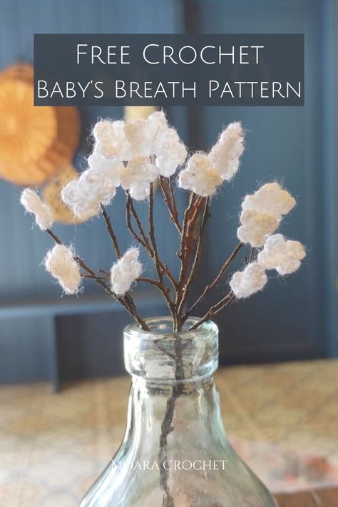 Crochet Baby's Breath Free Pattern - Moara Crochet Crochet Babies Breath Free Pattern, Baby’s Breath Crochet Flowers, Crochet Babys Breath Flower, Baby's Breath Crochet, Crochet Baby Breath Flower, Easter Crochet Patterns Free, Crochet Flower Pattern, Crochet Leaf Patterns, Easter Egg Pattern