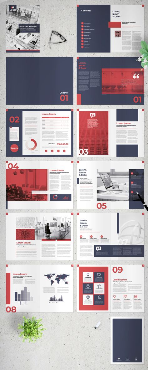 Booklet Design Layout, Red Elements, Annual Report Layout, Design Booklet, Catalogue Design Templates, Catalog Design Layout, Brochure Design Layouts, Report Layout, Mises En Page Design Graphique