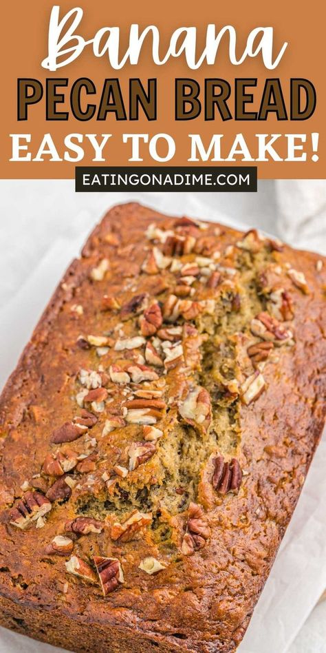 Banana Nut Bread Bread Machine Recipe, Banana And Pecan Cake, Banana And Pecan Bread, Banana And Pecan Loaf, Bannan A Bread Recipe Easy Nut, Banana Bread Nut Recipe, Butter Pecan Banana Bread, Banana Bread Recipe Pecans, Banana Bread Pecan Recipe