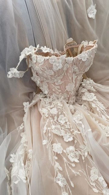 Alena Plokhova on Instagram Wedding Dress Flowers, Wedding Dresses Whimsical, Dream Wedding Decorations, Pretty Wedding Dresses, Fancy Wedding Dresses, Wedding Dresses With Flowers, Dream Wedding Ideas Dresses, Cute Wedding Ideas, October 21