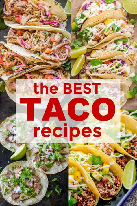 12+ Best Taco Recipes - NatashasKitchen.com Taco Salad Shells, Guacamole Recept, Fresh Mango Salsa Recipe, Easy Taco Salad Recipe, Taco Shell Recipe, Street Taco Recipe, Easy Homemade Salsa, Beef Tacos Recipes, Tostada Recipes