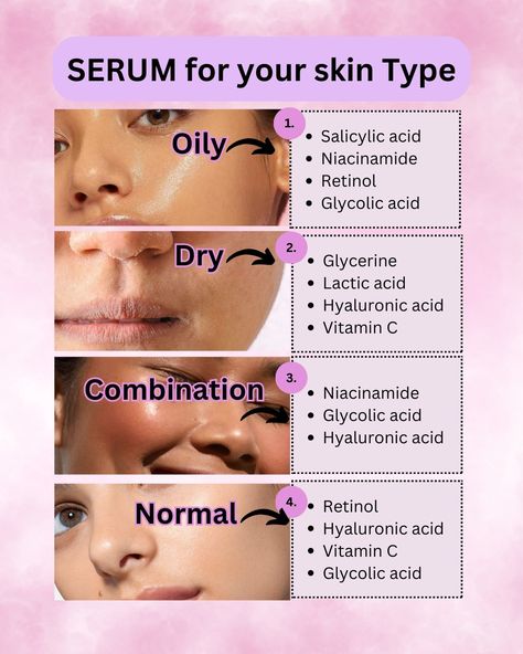 Glow up your skincare routine with the perfect ingredients tailored for your skin type! ✨💆‍♀️ #SkincareEssentials #HealthySkin #GlowingComplexion . . Follow For more😍 #SkincareIngredients #GlowingSkin #HealthySkin #NaturalSkincare #SkincareRoutine #BeautifulSkin #SkinCareTips #Dermatology #ClearSkin #SkinCareSecrets Perfect Skin Routine, Different Skin Types, Skin Care Business, Oily Skin Care Routine, Skin Care Guide, Natural Face Skin Care, Serious Skin Care, Good Skin Tips, Basic Skin Care Routine