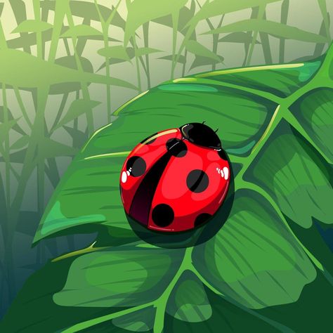 ladybug on green leaf vector illustration Ladybug Illustration, Leaf Vector Illustration, Ladybug Clipart, Good Vibes Wallpaper, Leaf Vector, The Ladybug, Vibes Wallpaper, Leaves Vector, Tree Saw