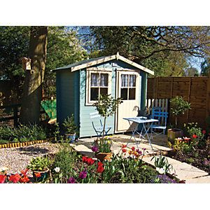 Shire Barclay 7 x 7ft Double Door Pent Dip Treated Corner Summer House | Wickes.co.uk Arbor Bench, Corner Summer House, Apex Roof, Roof Shapes, Plastic Sheds, Traditional Garden, Glazed Door, Garden Buildings, Gas Firepit