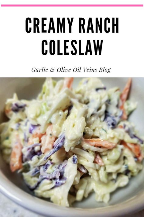 Coleslaw With Ranch Dressing, Lean And Green Coleslaw Recipe, Ranch Coleslaw Recipe, Caveman Party, Ranch Coleslaw, Lake Snacks, Ranch Slaw, Light Salads, Deli Salads