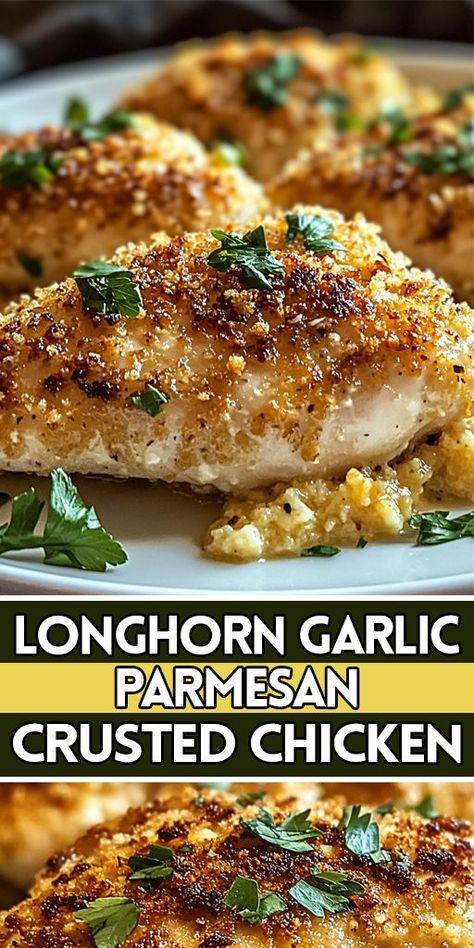 Looking for a mouthwatering dinner idea? 🤤 This Garlic Parmesan Crusted Chicken is the perfect blend of crispy texture and savory flavors that will have your family begging for seconds! With a golden-brown parmesan crust, juicy chicken breast, and a hint of garlic, this easy-to-make dish is ideal for weeknight dinners! 👩‍🍳 Get the full recipe now and make dinner time effortless! #GarlicChicken #ParmesanCrustedChicken #EasyDinnerRecipes #LowCarbMeals Garlic Parmesan Crusted Chicken, Parmesan Crusted Chicken Breast, Easy Parmesan Crusted Chicken, Chicken Parm Recipes, Quick Chicken Breast Recipes, Parmesan Crusted Chicken Recipe, Juicy Chicken Breast, Crusted Chicken Breast, Crusted Chicken Recipes