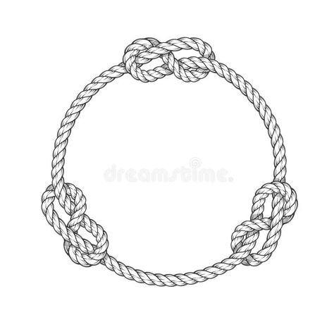 Rope Tattoo, Rope Circle, Rope Drawing, Marco Vintage, Camping Knots, Zestaw Ikon, Rope Frame, Rope Knots, Trash Polka