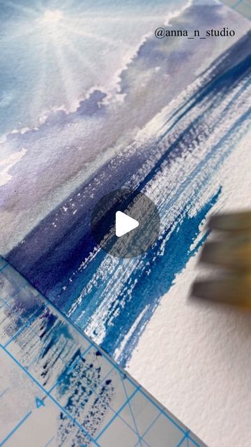 Watercolor Painting Sea, Watercolor Art Videos, Sea Scapes Paintings, Watercolor Art Sea, Beach Pictures Ocean, Sea Watercolor Painting, Watercolor Seascapes, Sea Landscape Painting, Ocean Scape