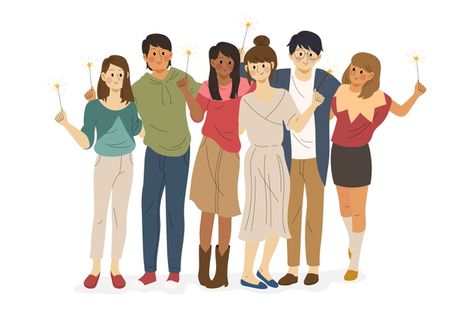 Group of friends together illustration F... | Free Vector #Freepik #freevector #people Illustration Art Friends Group, Illustration Art Friends, Cartoons Group, Friend Together, Friends Illustration, Respect People, Art Friend, Friends Group, Drawings Of Friends