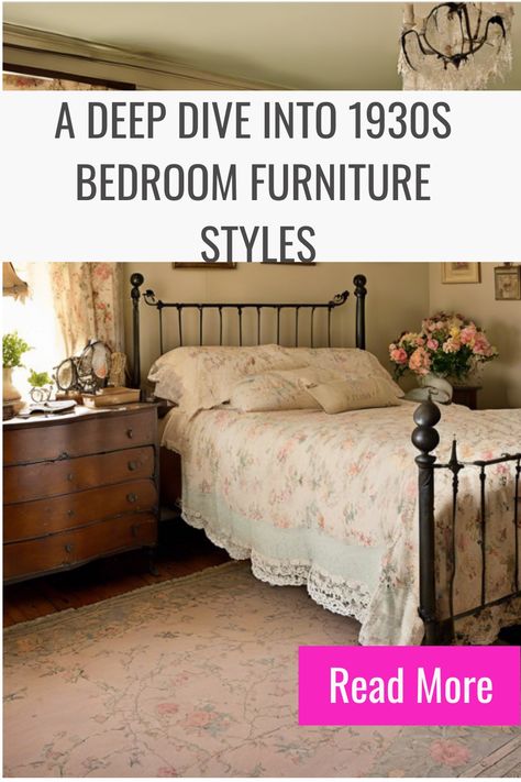 A Deep Dive into 1930s Bedroom Furniture Styles 1930s House Interior Bedroom, 1930’s Bedroom, 1930s Bedroom Decor, 1930 Bedroom Ideas, Vintage Bed Ideas, 1930s Bedroom Ideas, 40s Bedroom, 1930 Farmhouse, 1930s Bedroom