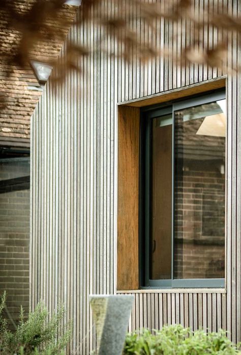 Danish Summer House, Scandinavian Window, Building Cladding, Oak Cladding, Oak House, Plywood Interior, Wooden Facade, Wood Arch, Cedar Homes