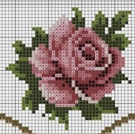 Rose Cross Stitch Pattern, Cross Stitch Sampler Patterns, Cross Stitch Beginner, Cross Stitch Christmas Ornaments, Floral Embroidery Patterns, Pola Kristik, Cross Stitch Patterns Flowers, Hand Embroidery Projects, Cross Stitch Pictures