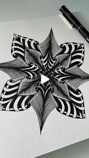 Leza on Instagram: "Hello everyone, here’s my variation of the ‘Stella’ tangle by Jana Pharmer. I absolutely love this tangle, there are so many different variations you could create with it. What do you think? Let me know I love to hear from you. 💚
Thank you for watching.  Music by @ericheitmanncomposer 

💚 Fineliner from @uniball_uk

#zentangle #zendoodle #doodle #abstractart #tangleart #freehand #unipin  #artistoninstagram #artoftheday #uniball #artforrelaxion #patternart #intuitiveart #drawingoftheday #handdrawing #blackinkart #penartist #creativeart #femaleartist #finelineart #orignalartworks #ownartwork #etsyseller #etsyshop #patternartoftheday #uniqueart #reels" Black Ink Art, Optical Illusion Drawing, Zen Doodle Patterns, Illusion Drawings, Zentangle Artwork, Zen Doodle Art, Geometric Design Art, Doodle Art Drawing, Cool Pencil Drawings