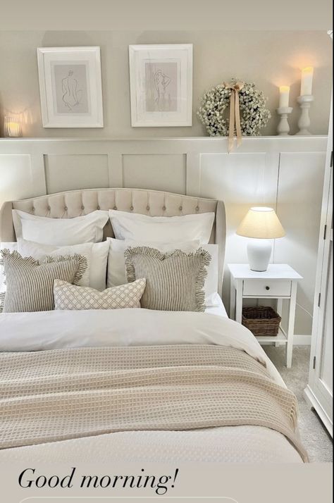 Angled Bedroom, Country Bedroom Design, Neutral Bedroom Decor, Bedroom Upgrade, Classy Bedroom, Modern Farmhouse Living Room, Bedroom Panel, Redecorate Bedroom, Room Makeover Bedroom