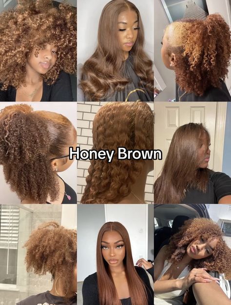 Dyed Curly Hair, Highlights Curly Hair, Mixed Curly Hair, Honey Brown Hair, Cute Hair Colors, Ginger Hair Color, Types Of Hair, Dyed Hair Inspiration, Dyed Natural Hair