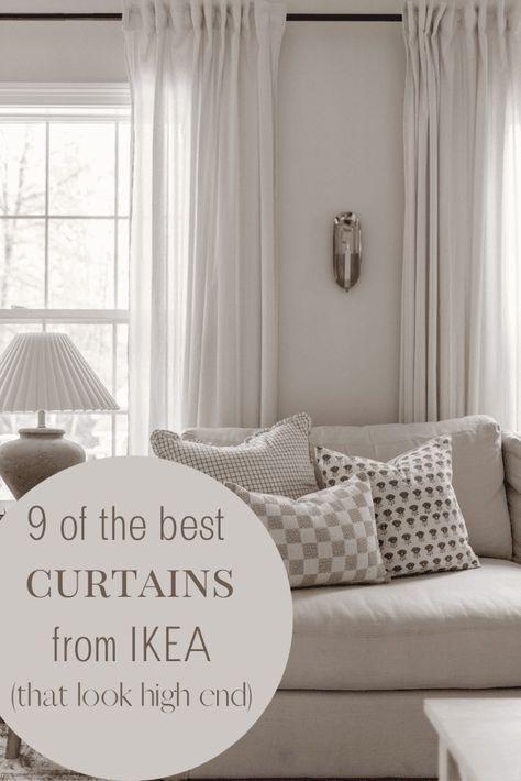 The Best IKEA Curtains for 2024 Ikea Voile Curtains, Sheer Curtains Ikea, Ikea Living Room Curtains, Ikea Gjertrud Curtains, Living Room Curtains Scandinavian, Henny Rand Ikea Curtains, Ikea Tibast Curtains White, Hygge Curtains Living Room, Modern White Curtains Living Room