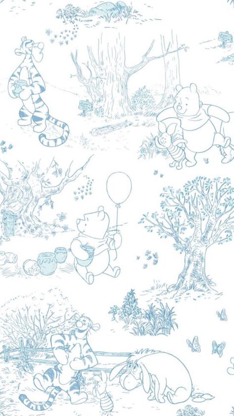 Cute Backgrounds Disney, Vintage Winnie The Pooh Nursery Wallpaper, Winnie The Pooh Pattern Wallpaper, Disney Aesthetic Wallpaper Ipad, Blue Winnie The Pooh Wallpaper, Pooh Wallpaper Backgrounds, Subtle Disney Background, Wallpaper Backgrounds Winnie The Pooh, Winnie The Pooh Astethic Wallpaper