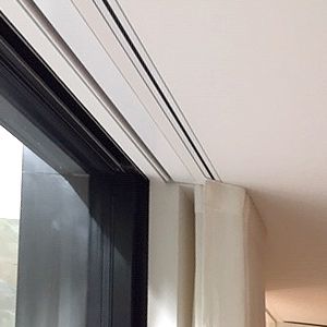 Curtain Hidden Rail, Recessed Curtain Tracks, Hidden Drapery Track, Built In Curtain Track, Hidden Track Curtains, Recessed Drapery Track, Curtain Bulkhead, Box Window Curtains Ideas, Curtain Box Ideas