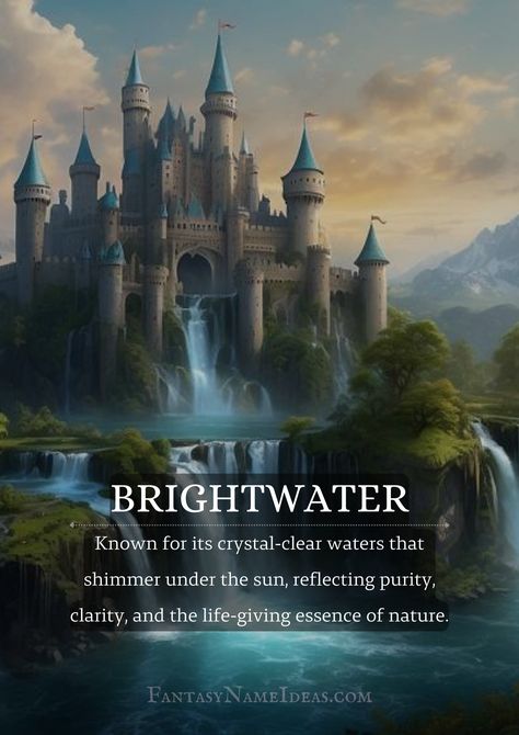 Magical realm. Water castle. Fantasy Name Ideas. Midevil Last Names, Dnd Kingdom Names, Fantasy Kingdom Names Ideas Dark, Knight Name Ideas, Dark Fantasy Kingdom Names, Names For Fictional Kingdoms, Fantasy Land Name Ideas, Fantasy Shop Names, Names Of Fantasy Kingdoms