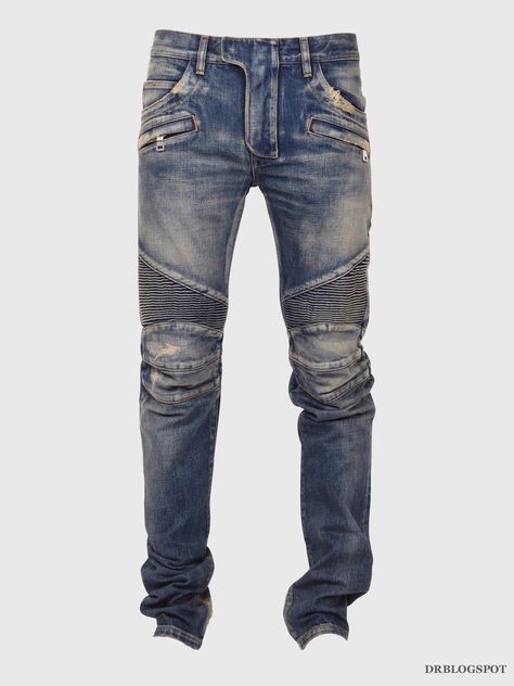 Balmain Jeans... Balmain Jeans Men, Balmain Biker Jeans, Biker Jeans Men, Jeans Refashion, Mens Outdoor Fashion, Balmain Jeans, Trendy Bottoms, Man Pants, Ripped Jeans Men