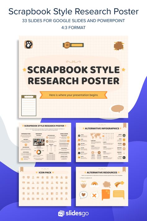 Scrapbook Style Research Poster Sticker Scrapbook, Research Poster, School Jobs, Education Templates, Power Point Template, Google Slides Themes, Slide Design, Microsoft Powerpoint, Job Hunting