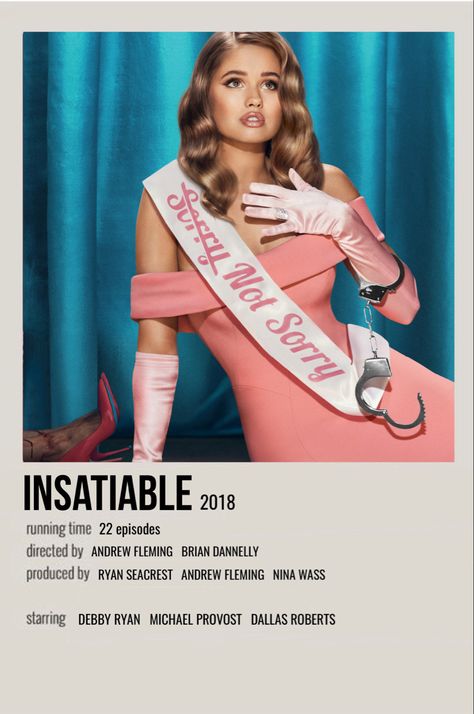 minimal polaroid tv show poster for insatiable Instatable Poster, Vintage Tv Show Posters, Movie And Show Posters, Shows Polaroid Poster, Insatiable Poster, Posters Tv Shows, Movie And Tv Show Posters, Insatiable Aesthetic, Tv Shows Aesthetic