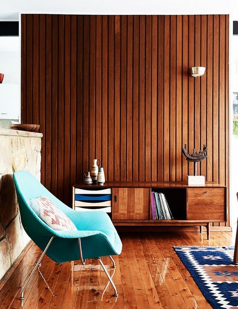 Is Midcentury Modernism Over? via @mydomaine Cedar Walls, 70s House, Bio Organic, Mid Century Modern Interiors, Wood Panel Walls, The Design Files, Mid Century House, Mid Century Modern Design, Interior Furniture