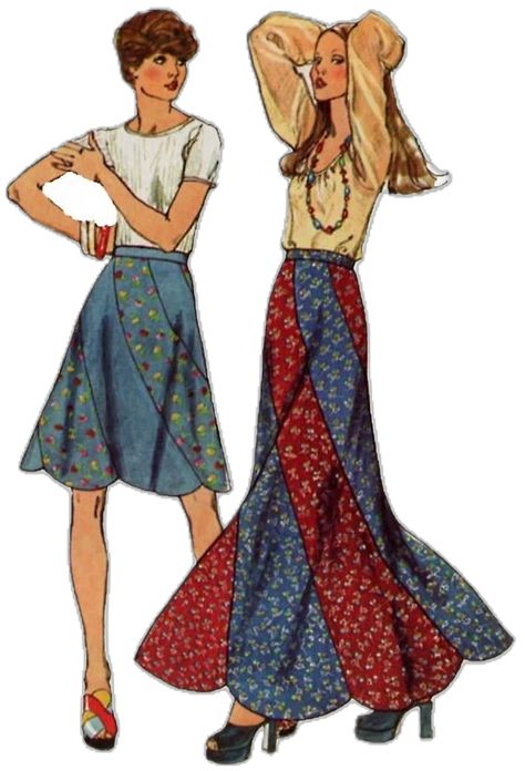 Ephemera Printables, Swirl Skirt, Vintage Clothes Patterns, Melly Sews, 70s Skirt, Sewing Vintage, Retro Sewing Patterns, Mode Hippie, 70s Inspired Fashion