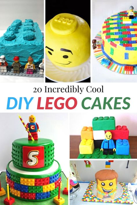 The truth is, you don’t need to be a professional cake decorator to make your child an incredibly cool DIY LEGO cake for their next birthday! Lego Minifigure Cake, Marvel Lego Cake, Lego Cake Ideas Boys, Diy Lego Cake, Lego Birthday Cake For Boys, Lego Cake Diy, Lego Birthday Party Cake, Easy Lego Cake, Lego Torte