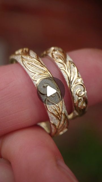 Andrew Ashcroft on Instagram: "Gorgeous pair of hand engraved white and yellow gold leaf & scroll wedding rings. Each of our rings is hand made, bespoke to order. DM if you want to be added to our waiting list for when our books open again later in the year. See link in bio for more information.

Ashcroft Jewellery Design. Master goldsmith and engraver. Fellow of the @professional_goldsmiths and @handengravers member." Ashcroft Jewellery, Dark Autumn, Soft Classic, Body Types, Hand Engraving, Gold Leaf, The Professional, Personal Style, Jewelry Design