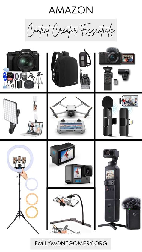 Amazon Content Creator Essentials Content Creator Bedroom, Amazon Product Photography, Content Creator Supplies, Content Creator Set Up, Content Creator Room Setup, Content Creator Starter Pack, Content Creator Equipment, Content Creator Essentials, Content Creator Photoshoot Ideas