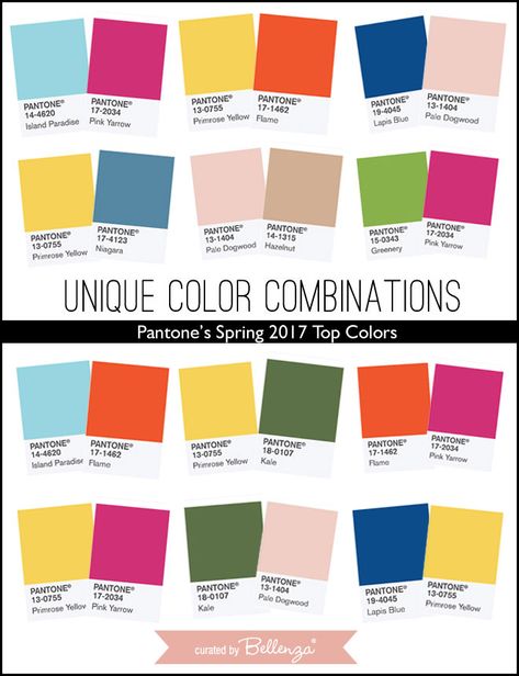 Unique Wedding Color Combinations Using Pantone’s Spring 2017 Top Colors Unique Color Combinations For Dress, Contrast Colour Combination Suits, Yellow Contrast Color Combinations, Yellow Combination Color, Combinations With Yellow, Best Wedding Colors Combinations, Yellow Colour Combination, Unique Colour Combinations, Summer Wedding Style