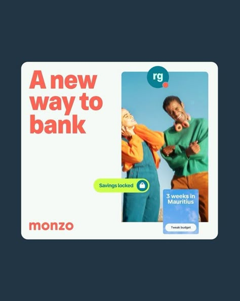 Bank Graphic Design, Bank Brand Identity, Monzo Bank, Banking Branding, Instagram Design Ideas, Bank Ads, Podcast Branding, Spotify Design, Design Words