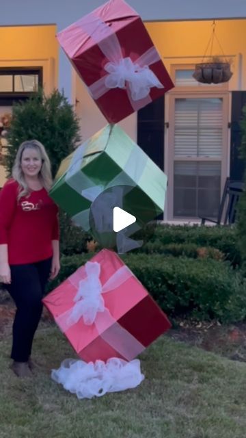 Kim on Instagram: "🎁 Easy DIY Outdoor Stacked Christmas Presents #dıy #howto #instagram #fypシ #viral #easy #christmasdecorations🎄 #decoration #presents #homedepot #happybirthdayjesus #merrychristmas🎄" Stacked Presents Display, Diy Outdoor Christmas Present Boxes, Diy Outdoor Presents Decor, Stacking Presents Display, Christmas Present Stack Decoration, Outdoor Gift Boxes Christmas Decorations, Christmas Present Archway Diy, Christmas Stacking Boxes Gift Ideas, Outdoor Christmas Packages Diy