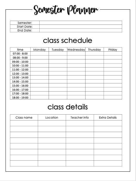 Daily Academic Planner Template, College Student Templates, Goodnotes School Templates, Semester Planner Free Printable College Students, Teacher Journal Planner, College Semester Planning, Semester Overview Template, Daily Planner Ideas Student, Goodnotes College Planner