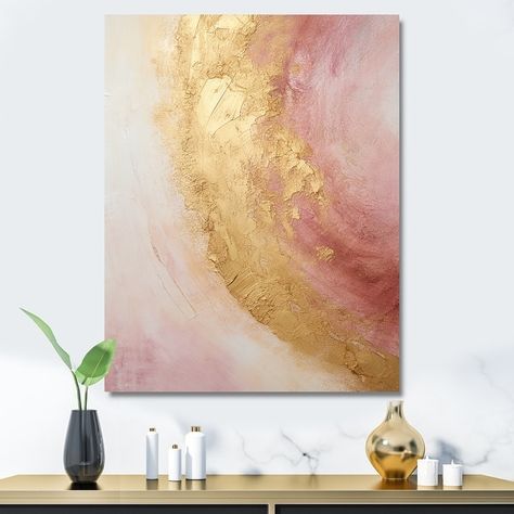 Designart "Gold Pink Desert Mirage Spiral I" Abstract Spirals Wall Art - On Sale - Bed Bath & Beyond - 39908487 Pink And Gold Abstract Art, Pink And Gold Painting, Desert Mirage, Woman In Gold, Boho Painting, Pink Desert, Fryer Recipes, Colour Schemes, Gold Paint