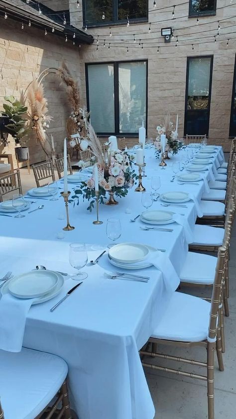 Table Setup Wedding, Dinner Setup, Party Buffet Table, Wedding Table Setup, Dinner Party Table Settings, 40th Birthday Party Decorations, Table Decor Wedding, Graduation Tables, Engagement Dinner