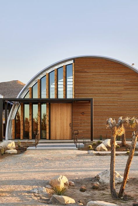 Quonset House, Quonset Homes, Quonset Hut Homes, Quonset Hut, Passive Design, Small Space Design, Mid Century Architecture, Desert Landscaping, Joshua Tree