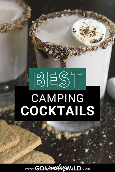 Camping Themed Drinks, Camp Theme Cocktail, Easy Camping Cocktails, Camp Drinks Alcohol, Camp Themed Drinks, Camping Cocktails Make Ahead, Camping Beverages, Camping Drinks Alcohol, Bee Bachelorette