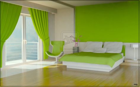 LOVE this lime green color scheme! This blogger has some great bedroom examples - mostly modern. Green Bedroom Colors, Lime Green Bedrooms, Colorful Bedroom Design, Green Bedroom Walls, Green Bedroom Design, Small Bedroom Designs, Bedroom Wall Colors, Green Walls, Bedroom Paint Colors