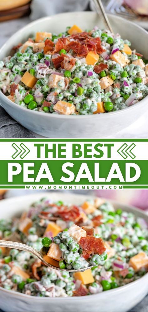 Best Pea Salad, Creamy Pea Salad, Easy Side Salad, Pea Salad With Bacon, Peas Salad, Pea Salad Recipes, Creamy Peas, Salad Kale, Fresh Salad Recipes