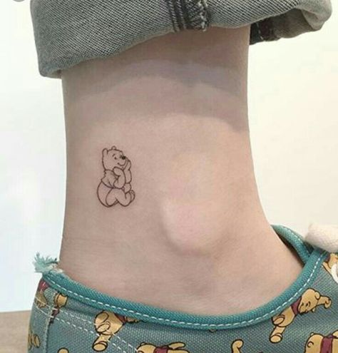 Little black and white Winnie the Pooh tattoo Mermaid Tattoos, Winnie The Pooh Tattoo, Pooh Tattoo, Winnie The Pooh Tattoos, Bestfriend Tattoos, Tattoo Diy, Septum Piercings, Disney Tattoo, Waves Tattoo