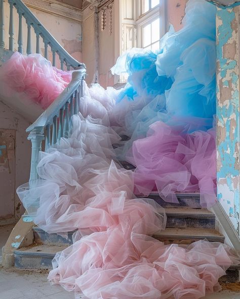 colorful veil ☁️ Tulle Installation, Colorful Veil, Clouds Party, Mood Board Fashion Inspiration, Cloud Party, Mood Board Fashion, Diamond Shop, Wedding Veil, Dream Jewelry