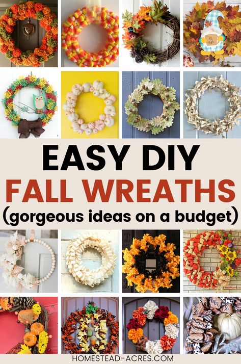 Create a warm welcome with these easy DIY fall wreaths! Whether you're into burlap wreaths or craving elegant wooden wreaths, there's something here for everyone. Discover a cute DIY gnome wreath, perfect for fall gnome wreath lovers! From farmhouse decor fall themes to DIY dollar store fall wreath crafts, find October inspiration with corn husk wreath designs and more. Making A Fall Wreath Diy, Fall Wedding Wreaths For Door, Fall Clothespin Wreath Diy, Fall Wreath Diy Easy, Wreath Fall Diy, Diy Fall Wreath For Front Door Dollar Tree, How To Make A Fall Wreath Diy Tutorial, Homemade Fall Wreath, Simple Fall Wreath Diy