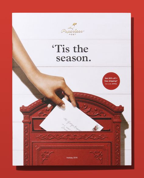 Paperless Post 2015 Holiday Catalog - Fonts In Use Holiday Magazine Covers, Christmas Marketing, Holiday Magazine, Christmas Campaign, Catalog Cover, Holiday Campaign, Print Collateral, Paperless Post, 카드 디자인